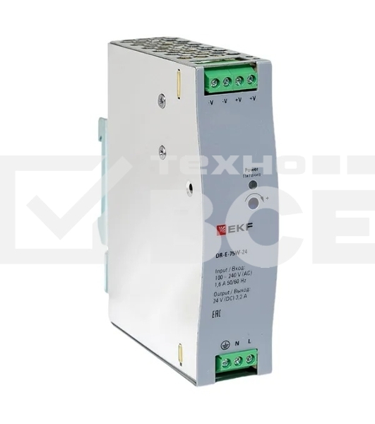 Блок питания на дин рейку EKF DR-E-75W-24 75Вт Uвх 220В AC Uвых 24В DC постоянного тока