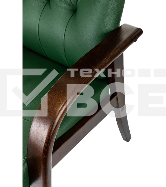 Кресло офисное Бюрократ T-9928WALNUT-CF, зеленый, кожа, на ножках, дерево
