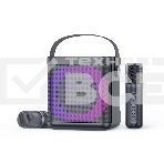 Переносная караоке система TRS2406 iconBIT K702B Колонка 10Вт, 2 микрофона Bluetooth, подсвктка, с аккумулятор в колонке 1500mAh и микрофонах, 16*12*16.7 CM, черный, фото2