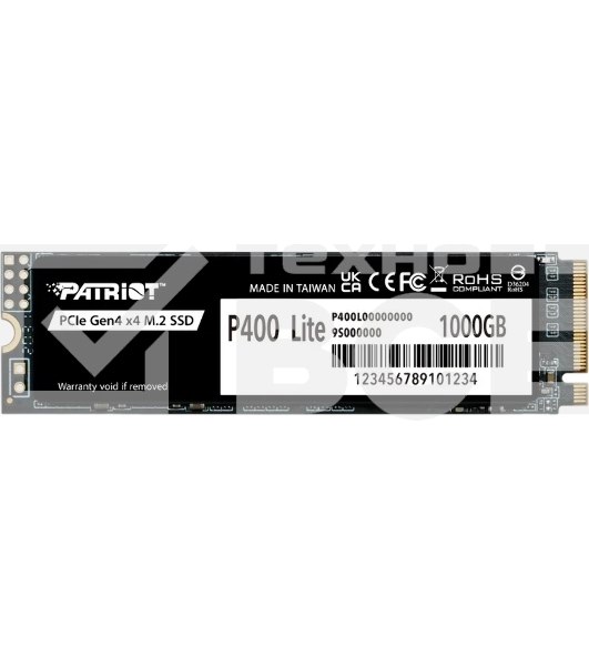 Накопитель SSD Patriot SSD P400 Lite 1Tb M.2 2280 NVMe PCle 4.0 x4 R3500/W2700 TbW 560Tb 3D NAND with HS