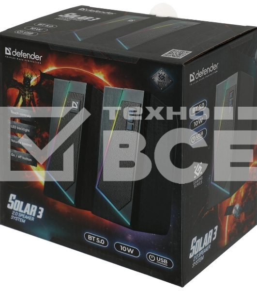 Акустическая система 2.0 Defender SOLAR BT/LIGHT
