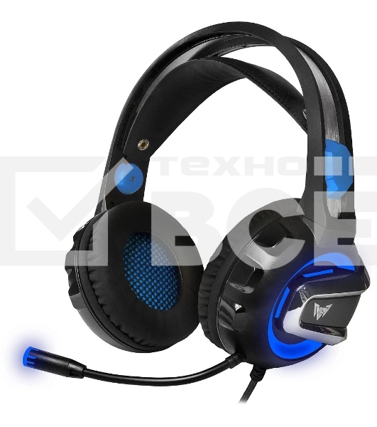 Гарнитура Crown CMGH-3001 чёрный/синий, проводная, подсветка