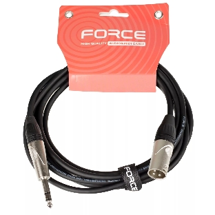 Кабель аудио FORCE FMC-07/31/4' TRS (M) - XLR (M), высококачественный балансный, малошумящий с проводниками из безкислородной меди OFC, диаметр 6 мм, профессиональные металлические разъемы, длина 3 м, цвет черный