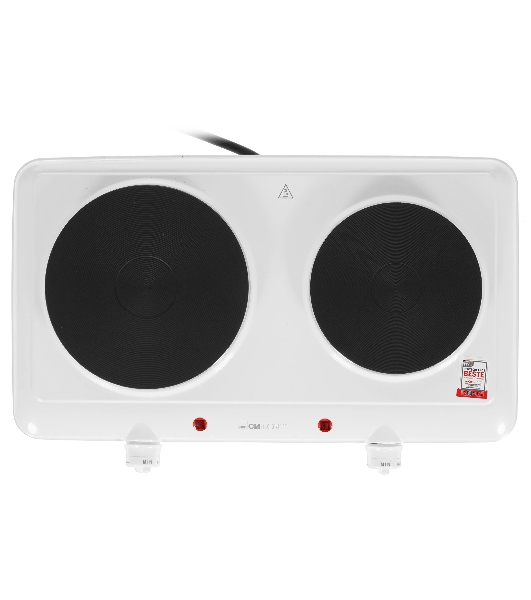 Плита настольная электрическая Clatronic DKP 3583 белый, 2.5 кВт, ТЭН, конфорки - 2, эмаль, поворотные переключатели