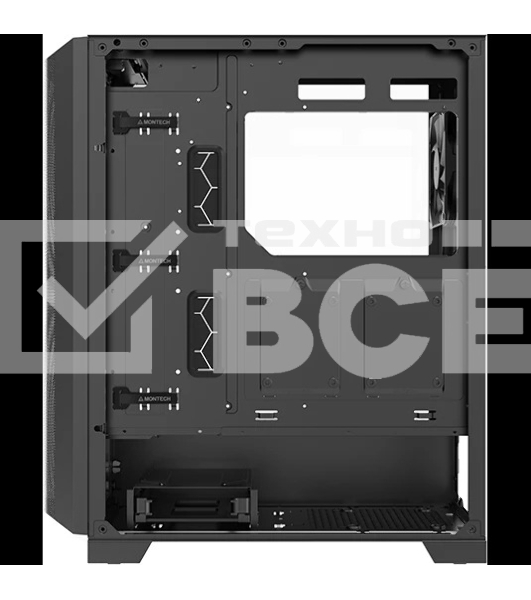 Компьютерный корпус Montech SKY ONE Lite черный без БП ATX 3x120mm 2xUSB3.0 1xUSB3.1 audio bott PSU