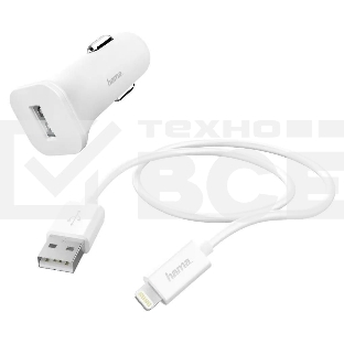 Автомобильное зар./устр. Hama H-183291 1A кабель Apple Lightning белый