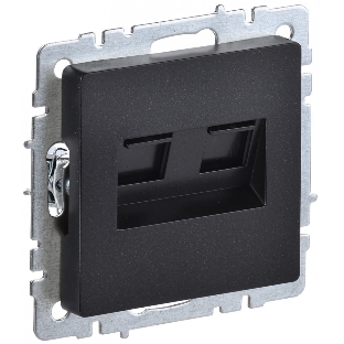 Розетка компьютерная двойная RJ11+RJ45 IEK BRITE РК/Т12-БрЧ кат.5E черный