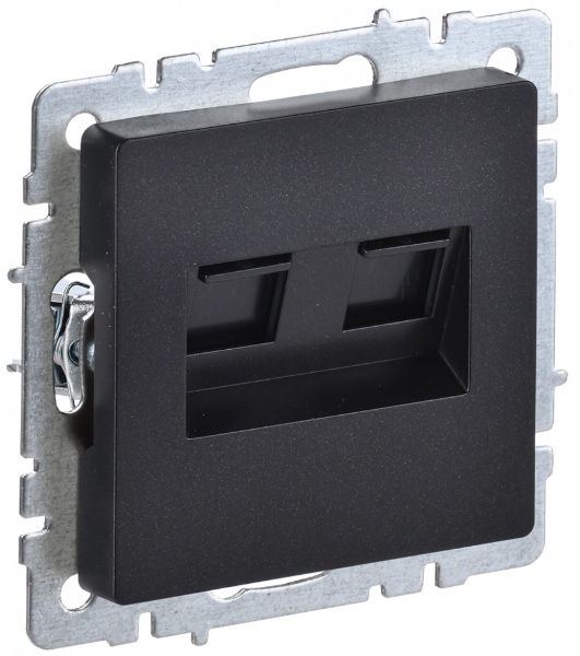 Розетка компьютерная двойная RJ11+RJ45 IEK BRITE РК/Т12-БрЧ кат.5E черный