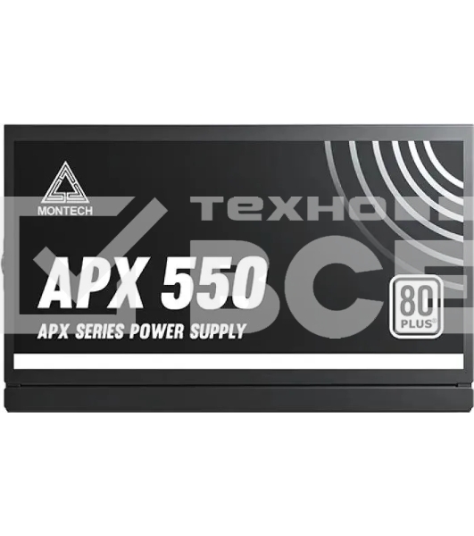 Блок питания Montech APX 550 (XWYA11-550), 550 Вт, 80 PLUS WHITE, 120 мм, немодульный, чёрный