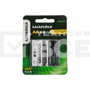 Батарейка щелочная Alkaline LR06/AA (4шт/блистер) GENERICA
