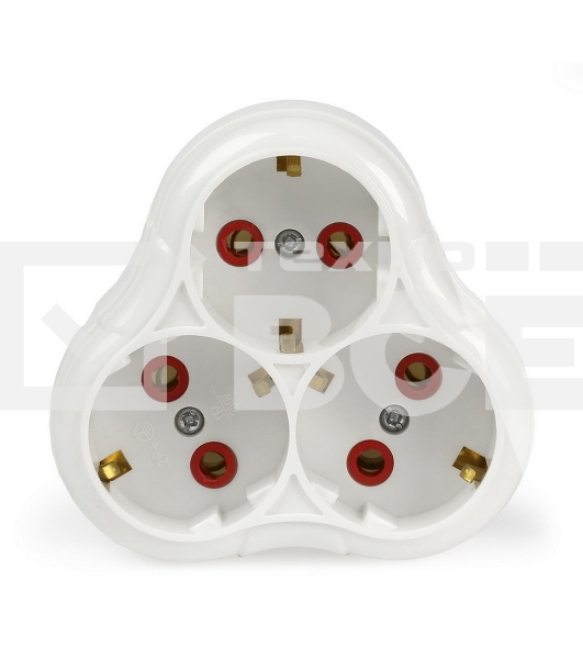 Тройник Smartbuy (SBE-16-A01-3z) 3 гнезда с заземлением круглый белый 16А 250В