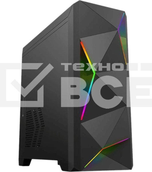 Компьютерный корпус Zircon Ares без БП (Midi Tower, Micro-ATX, черный, 1*USB3.0+2*USB2.0)