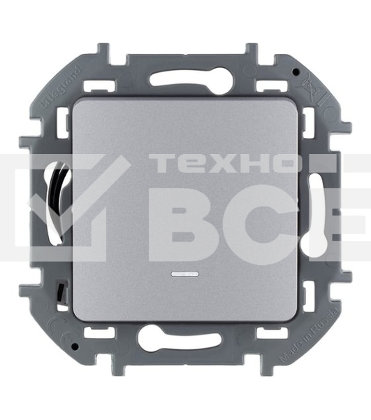 Выключатель 1-клавишный с подсветкой/индикацией, 10AX, 250 В, алюминий