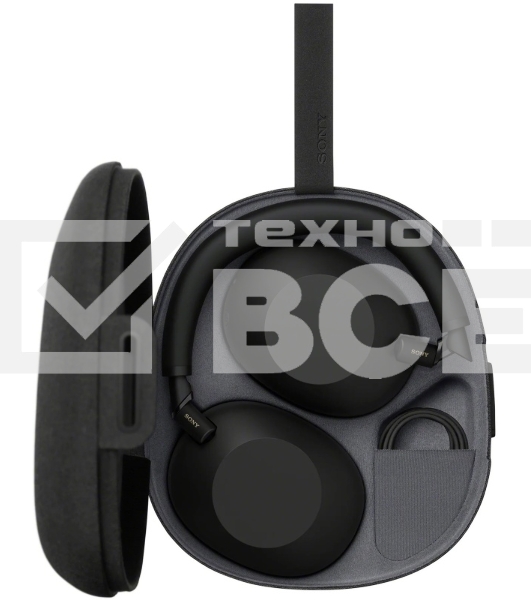 Беспроводные/проводные наушники Sony WH-1000XM6 черный, полноразмерные, Bluetooth + проводной, адаптивное активное шумоподавление, до 40 ч