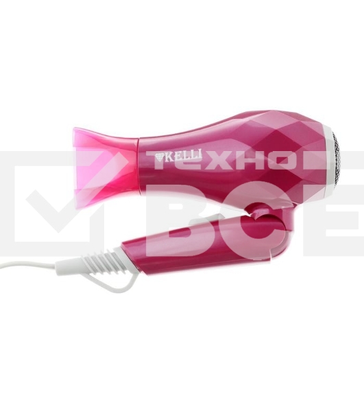 Фен Kelli KL-1124 розовый, 1800 Вт, компактный