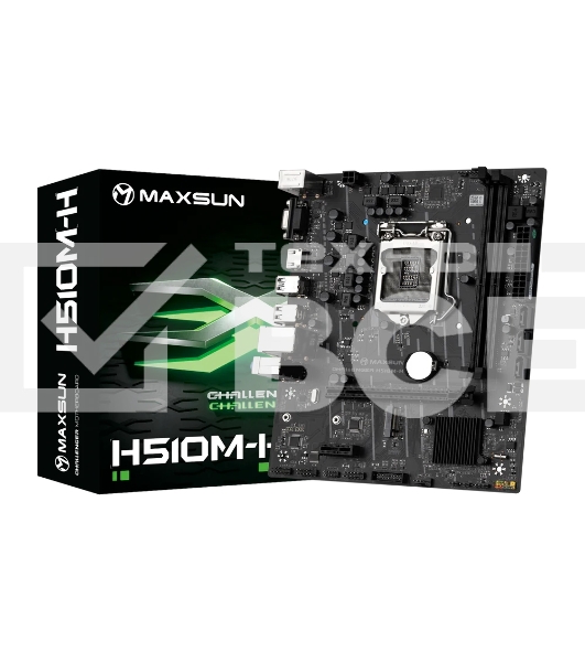 Материнская плата Maxsun Challenger H510M-H, LGA 1200, Intel H470, 2xDDR4, 1xM.2, 3xSATA, 1xPCIe 3.0 x16, 1xPCIe 3.0 x1, 1xHDMI, 1xVGA,1x 1Gb LAN, 4xUSB 2.0, 2xUSB 3.0, 5.1, mATX