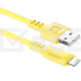Кабель Defender  F207, USB 2.0 (AM) - Apple Lightning (M), 1метр, 2.4А, силиконовая оплетка, жёлтый.