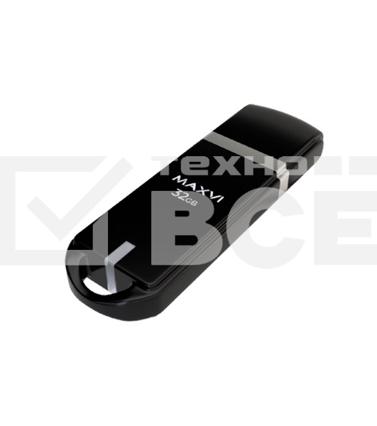 Флеш диск Maxvi P3 32GB USB 2.0 black, монолит с колпачком, ABS пластик