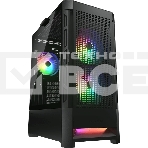 Компьютерный корпус Cougar Airface RGB Black, 2х140мм + 1x120мм ARGB Fan, ARGB Fan Hub, без БП, черный, ATX, фото 1
