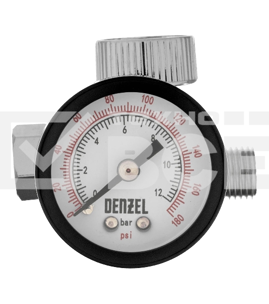 Регулятор давления с манометром Denzel для краскораспылителя K1500, 12 бар, 1/4