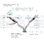 Кронштейн Kromax OFFICE-22 серебристый, 4 шт/уп. Кр. алюм. настол. для мон. 17'-35', max 2x15 кг, 6 ст св., нак. ±90°, пов. 360°, max VESA 100x100 мм., фото9