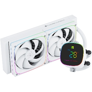 Система жидкостного охлаждения Thermalright Frozen Horizon 240 Digital (240мм, LED temp., White, ARGB/Fans: 2x120мм, 68.9CFM, 28.2dBA, 2000RPM/Pump height 53.2мм, Rad thickness 27мм/S: 1700, 1200, 1851, 115X, AM5, AM4)