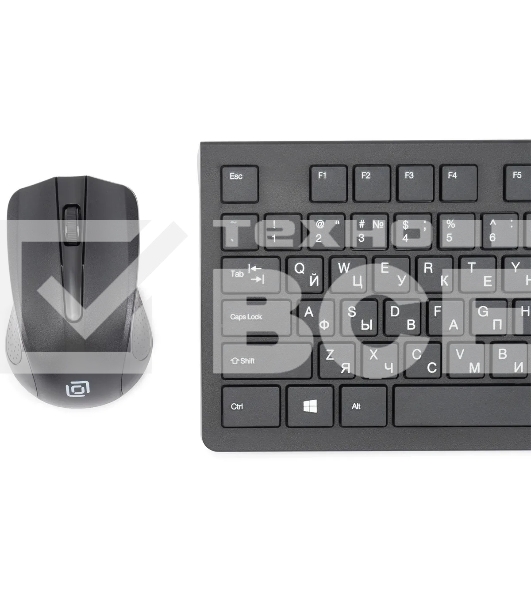 Комплект клавиатура+мышь Oklick 250M беспроводной, USB, 1000 DPI, чёрный