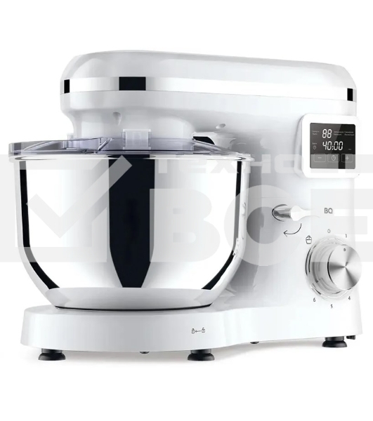 Планетарный миксер BQ MX640 White. Максимальная мощность 1600 Вт / Чаша из нержавеющей стали 6 л / Функция ферментации/ Подогрев чаши до 40'C / Электронное управление / Металлические насадки в комплекте / Металлические шестерни / Двойная защита: от перегр