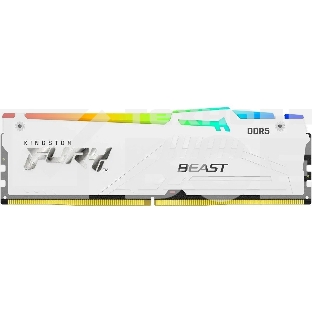 Оперативная память Kingston Fury Beast, DDR5, 16GB (1x16GB), 6400MHz, CL32, с радиатором, RGB, белый