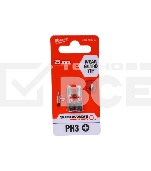 Бита Milwaukee Shockwave PH3 25мм 2шт (4932430857)