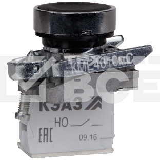 Кнопка КЭАЗ КМЕ4610мС-черный-1но+0нз-цилиндр-IP65
