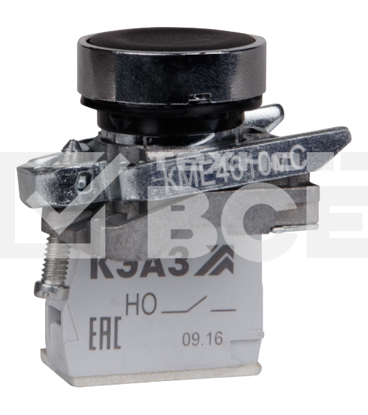 Кнопка КЭАЗ КМЕ4610мС-черный-1но+0нз-цилиндр-IP65