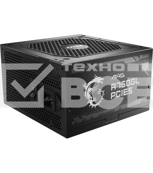 Блок питания MSI ATX 750W MAG A750GL PCIE5 Gen.5 80 PLUS gold (20+4pin) APFC 120мм fan 8xSATA Cab Manag RTL