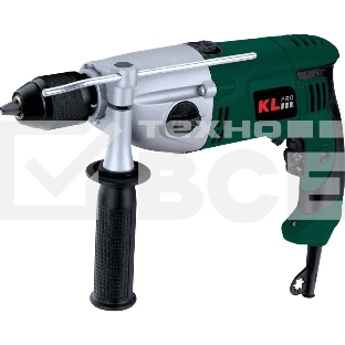 Профессиональная дрель ударная KLPRO KLDM71220 1200Вт (сеть, 2 скорости, реверс, патрон-металл в кейсе)