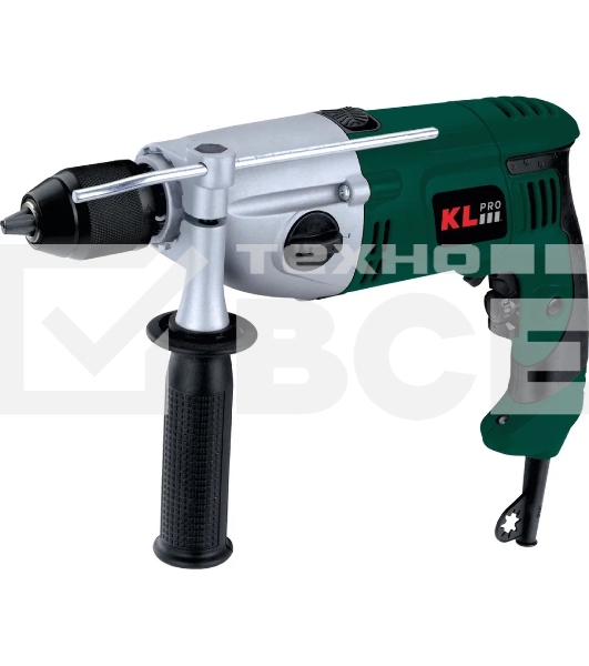 Профессиональная дрель ударная KLPRO KLDM71220 1200Вт (сеть, 2 скорости, реверс, патрон-металл в кейсе)