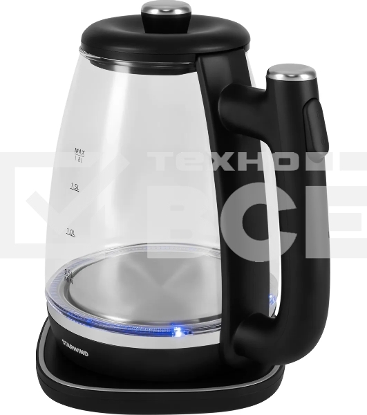 Чайник электрический Starwind SKG4041 1.8л. 1800Вт черный корпус: стекло