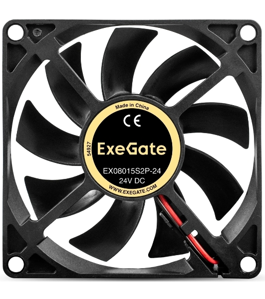 Вентилятор корпусной ExeGate EX08015S2P-24, 80 мм, 2500 об/мин, 30 дБ, 2-pin, без подсветки