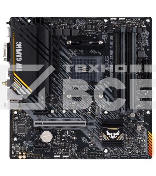 Материнская плата ASUS TUF GAMING A520M-PLUS WIFI, AM4, AMD A520, 4xDDR4, 4xSATA, 1xM.2, 1xPCIe 3.0 x16, 2xPCIe x1, 1xVGA, 1xHDMI, 1xDP, 1x 1Gb LAN, 2xUSB-A 3.2 Gen 1, 2xUSB-A 2.0, 3x3.5 мм, 7.1, mATX
