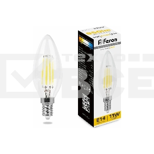 Лампа светодиодная Feron LB-713 (38006) 11 вт Е14 теплый свеча FILAMENT