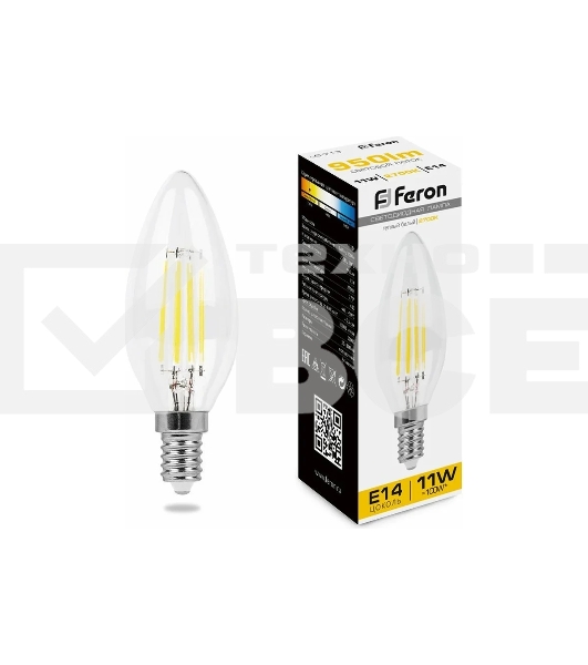 Лампа светодиодная Feron LB-713 (38006) 11 вт Е14 теплый свеча FILAMENT