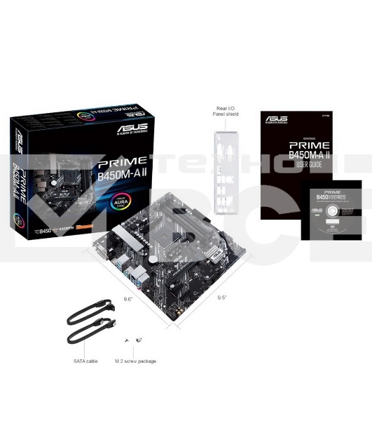 Материнская плата ASUS PRIME B450M-A II, AM4, AMD B450, 4xDDR4, 6xSATA, 1xM.2, 1xPCIe 3.0 x16, 2xPCIe x1, 1xHDMI, 1xDVI-D, 1xVGA, 1x 1Gb LAN, 4xUSB 3.2 Gen 1, 2xUSB 3.2 Gen 2, 3x3.5 мм, 7.1, mATX
