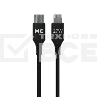 Кабель MORE CHOICE (4620202554178) K69ia 2м USB 3.0A PD 27W для Lightning ng 8-pin Type-C - 2м, черный
