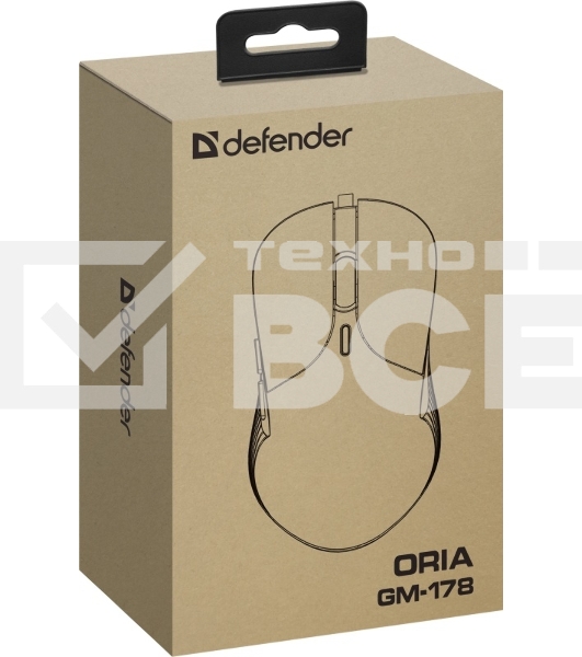 Мышь проводная Defender Oria GM-178 черный, 3600 dpi, USB, кнопки - 6