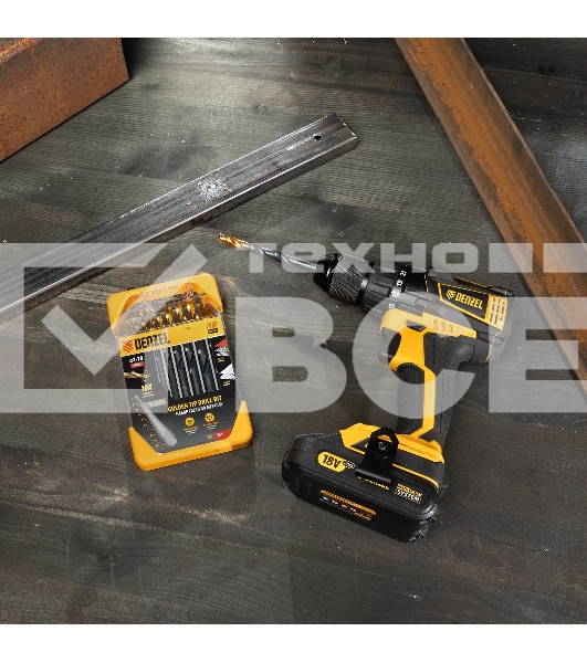 Набор сверл по металлу Denzel 1-10 мм, HSS-Tin, Golden Tip, 10 шт