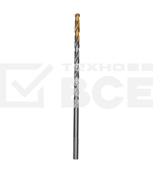 Сверло спиральное по металлу Denzel 5 х 132 мм, Р6М5, Golden Tip, удлиненное