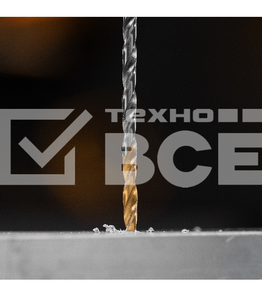 Сверло спиральное по металлу Denzel 3,5 х 112 мм, Р6М5, Golden Tip, удлиненное, 2 шт.