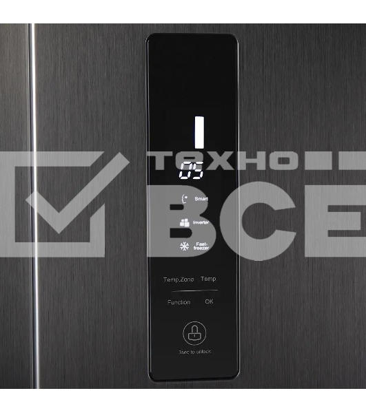 Холодильник Maunfeld MFF177NFSB черный глянц. двухкамерный 263/170л морозилка сбоку, No Frost, Side by Side