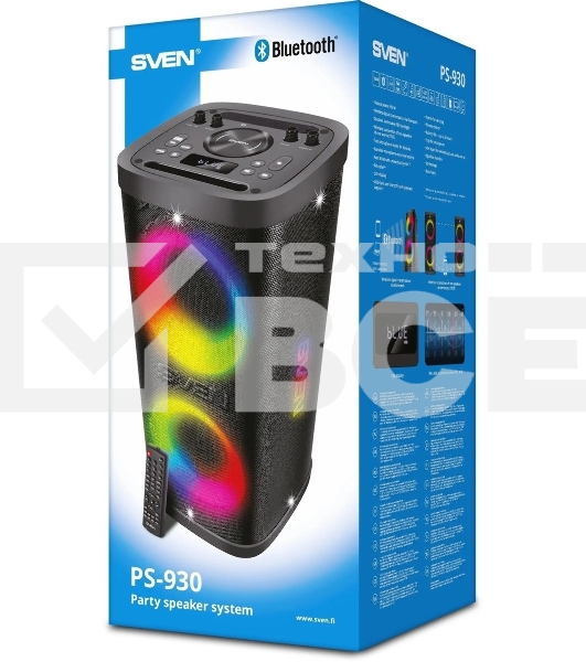 Колонка порт. Sven АС PS-930 черный 150W 1.0 BT/3.5Jack 7200mAh (SV-022402)