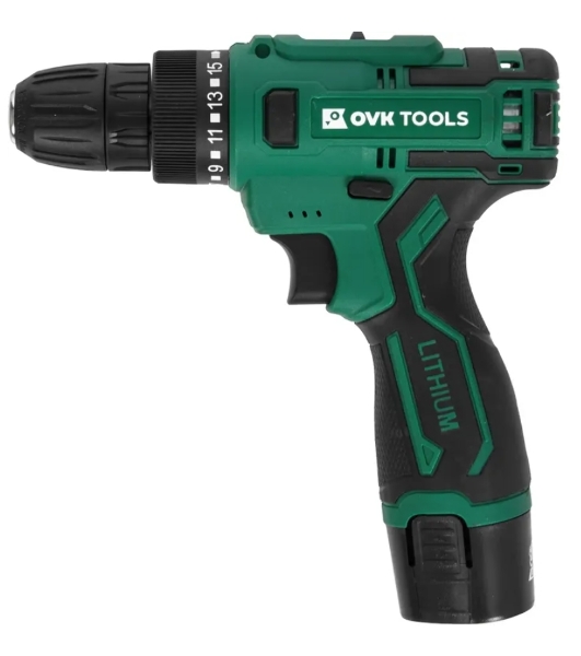 Дрель-шуруповерт Ovk Tools OTCS2AA-12V-1.5A, 12 В, 1,5 Ач, 26 Нм, щеточный
