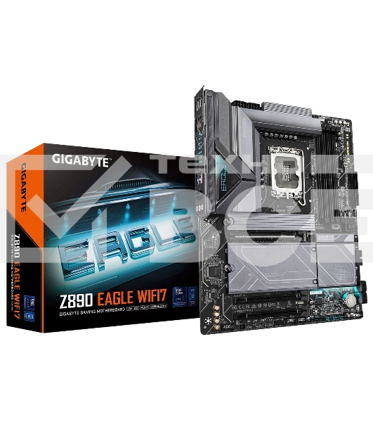 Материнская плата Gigabyte Z890 EAGLE WIFI7, LGA 1851, Intel Z890, 4xDDR5, 4xSATA, 4xM.2, 1xPCIe 5.0 x16, 2xPCIe 4.0 x4, 1xDP, 1xUSB-C, 1x 2.5Gb LAN, 4xUSB-A 3.2 Gen 1, 2xUSB-A 3.2 Gen 2, 3x3.5 мм, 7.1, 1xUSB4, ATX